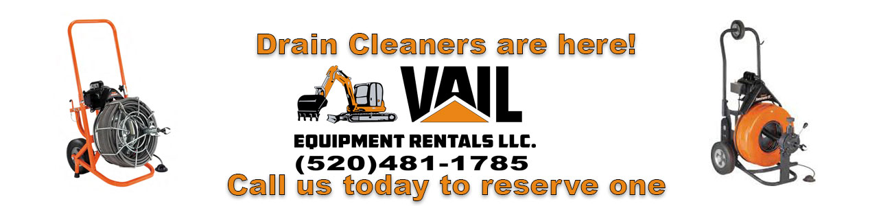 vail equipment rental logo with images of drain cleaners