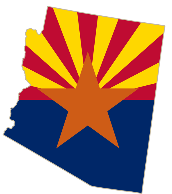 arizona flag in the shape of arizona